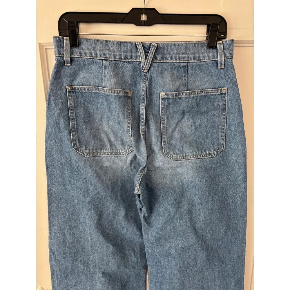 Veronica Beard Grant Wide Leg Extra High Rise Jeans Cape Wash 29 Patch Pocket LA - Picture 11 of 14